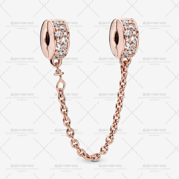 Pandora Clear Pavรฉ Safety Chain Clip Charm - Picture 1 of 4